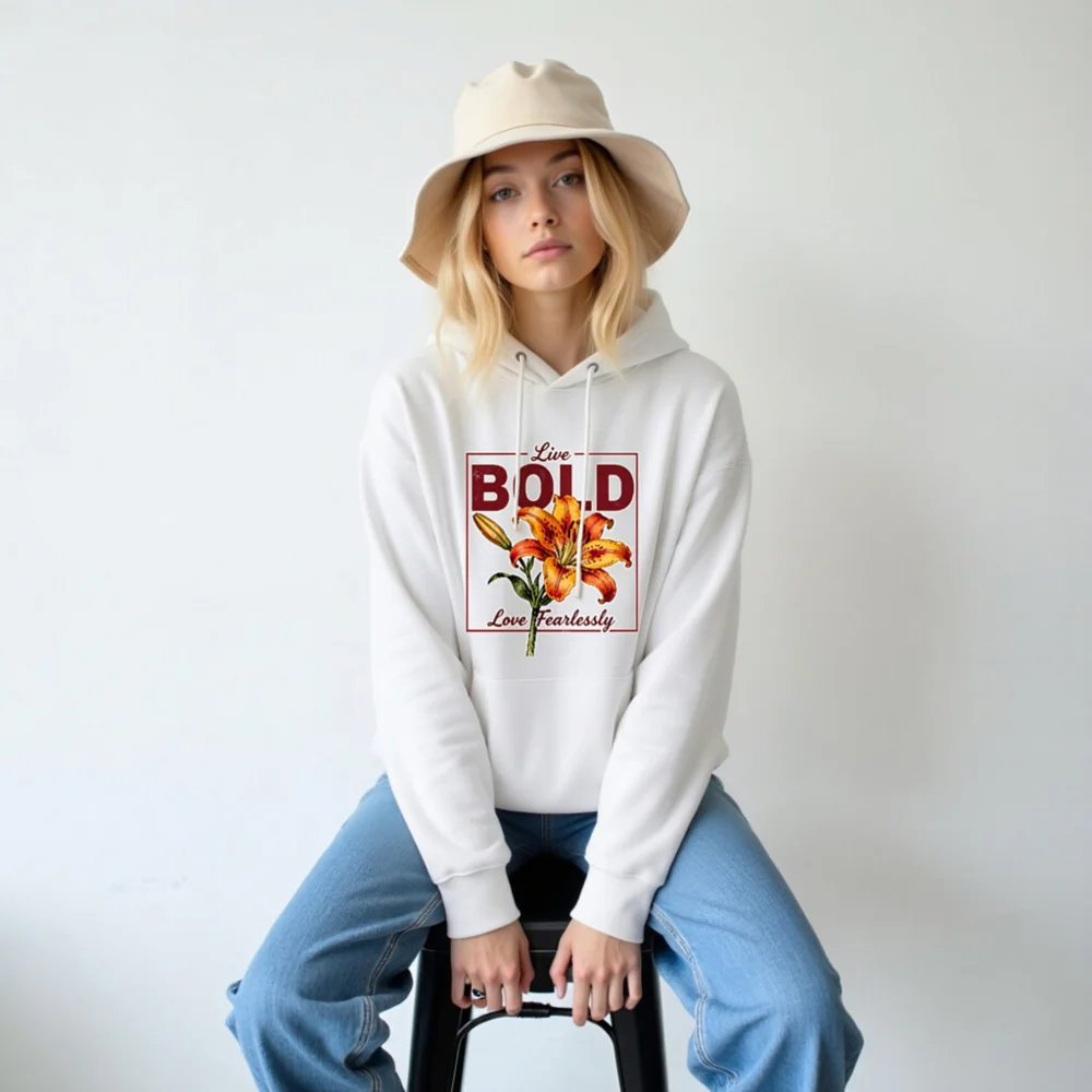 Unisex Eco Hoodie with Bold Lily Graphic – Sustainable & Stylish - Image 5