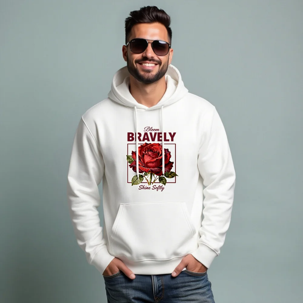 Unisex Eco Hoodie - Bloom Bravely, Shine Softly Rose Design - Image 7