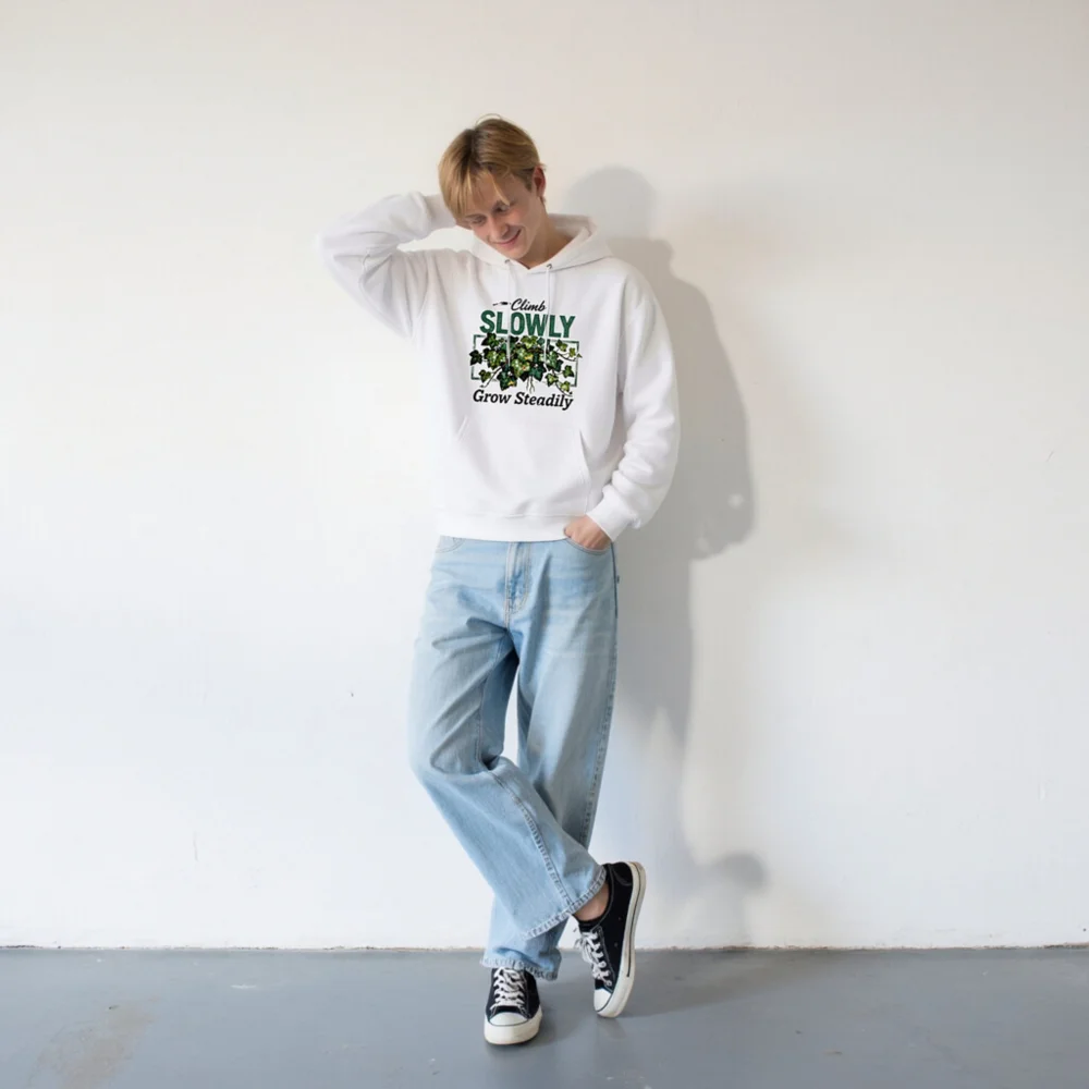 Climb Slowly Grow Steadily Hoodie – Unisex Eco-Friendly Sweatshirt - Image 8
