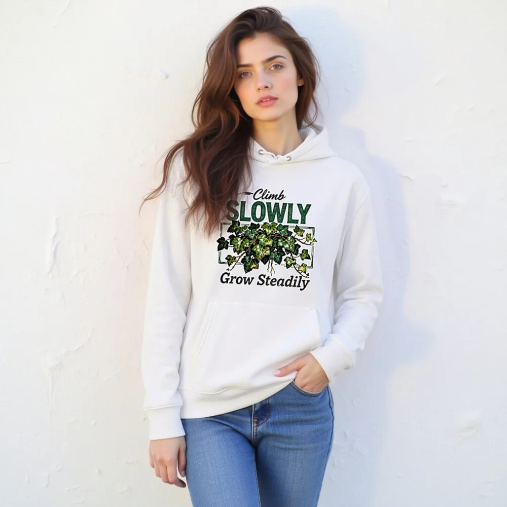 Climb Slowly Grow Steadily Hoodie – Unisex Eco-Friendly Sweatshirt - Image 10