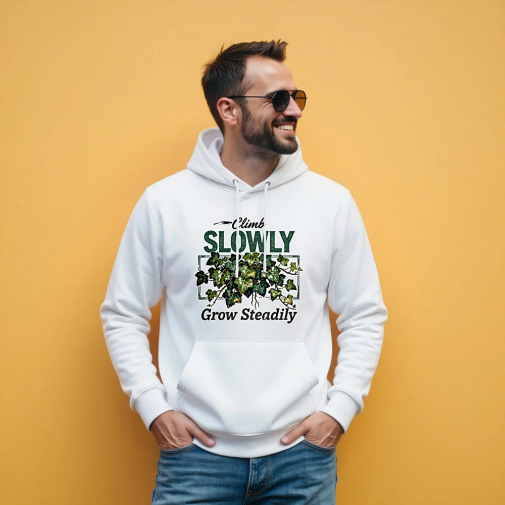 Climb Slowly Grow Steadily Hoodie – Unisex Eco-Friendly Sweatshirt - Image 11