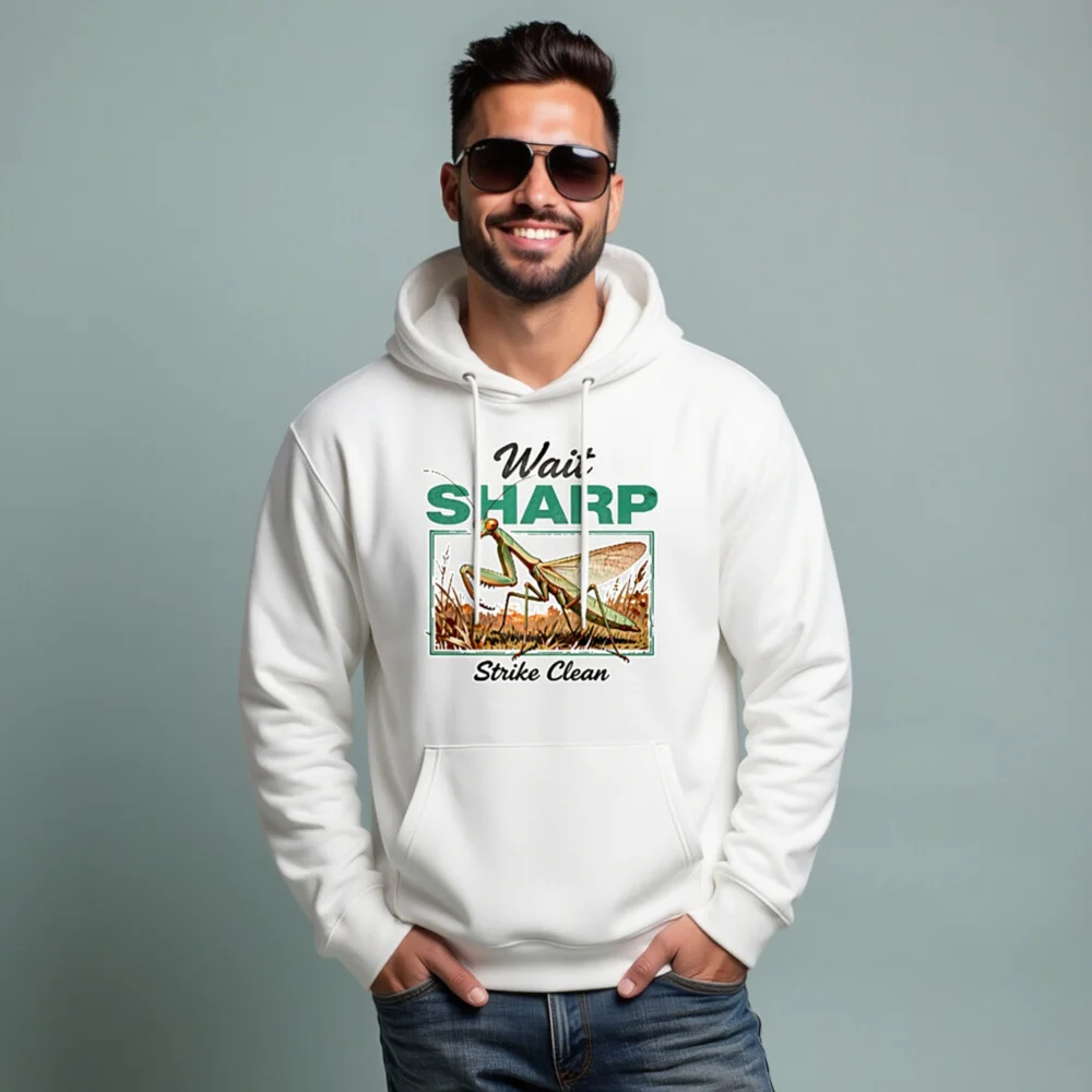 Unisex Eco Hoodie | Wait Sharp Strike Clean Mantis Design - Sustainable, Comfortable & Stylish - Image 7