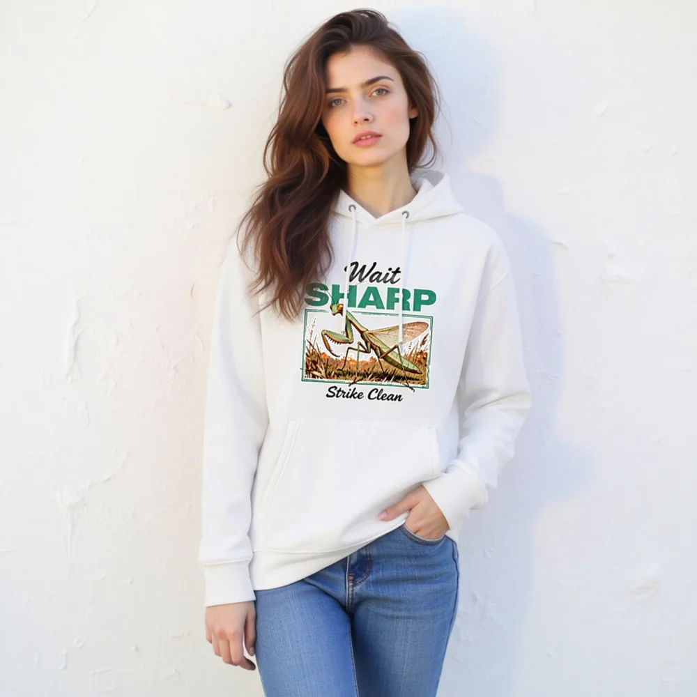 Unisex Eco Hoodie | Wait Sharp Strike Clean Mantis Design - Sustainable, Comfortable & Stylish - Image 10