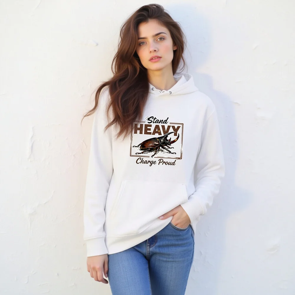 Unisex Eco Hoodie – Stand Heavy Charge Proud Graphic Sweatshirt - Image 10