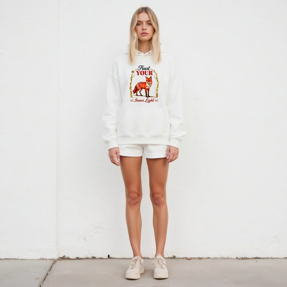 Trust Your Inner Light Fox Hoodie – Unisex Eco-Friendly Pullover - Image 4