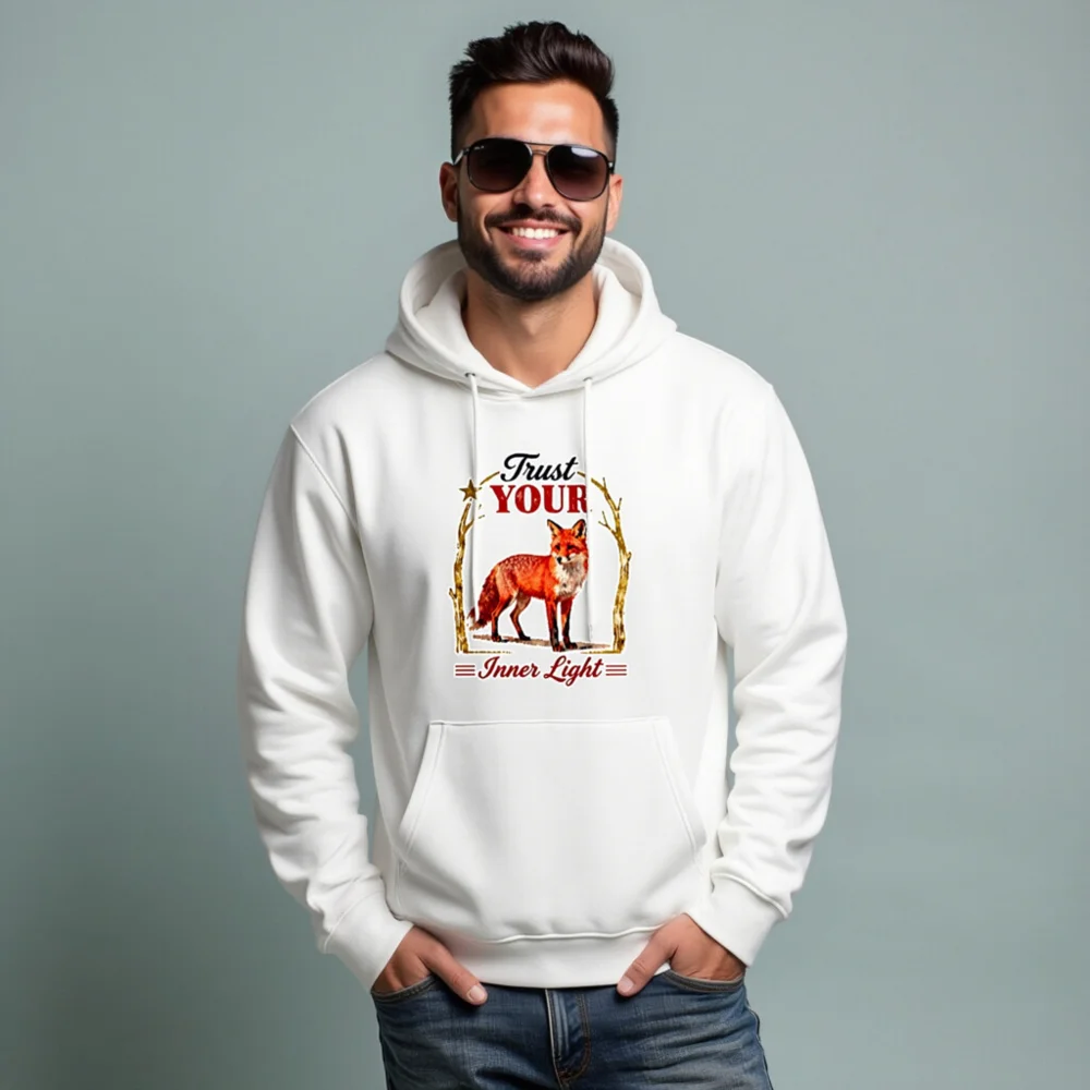 Trust Your Inner Light Fox Hoodie – Unisex Eco-Friendly Pullover - Image 7