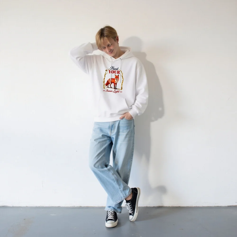 Trust Your Inner Light Fox Hoodie – Unisex Eco-Friendly Pullover - Image 8