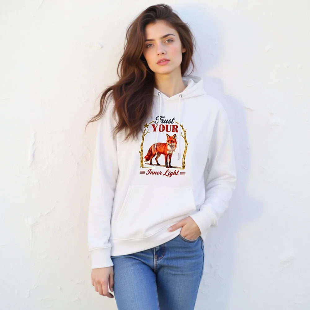 Trust Your Inner Light Fox Hoodie – Unisex Eco-Friendly Pullover - Image 10
