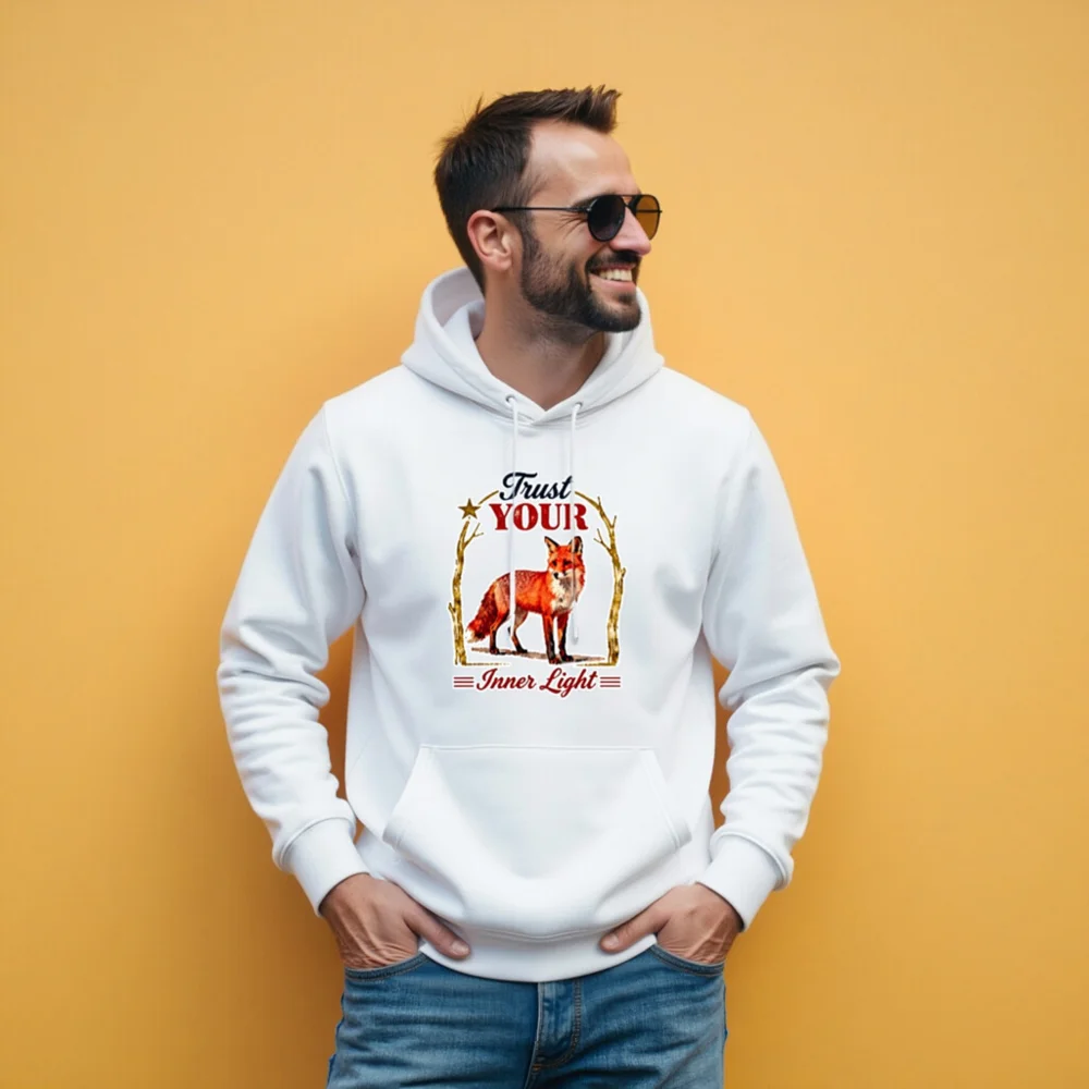 Trust Your Inner Light Fox Hoodie – Unisex Eco-Friendly Pullover - Image 11