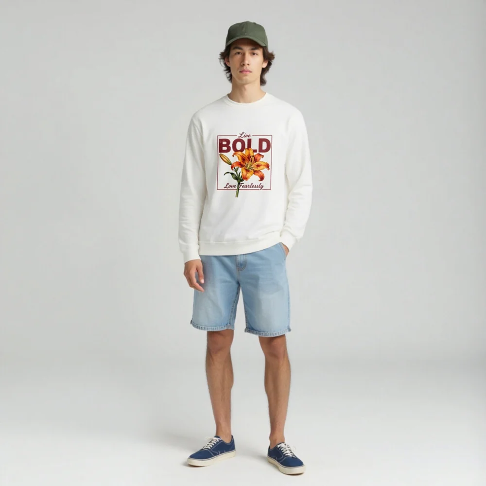 Live Bold Long Sleeve Tee – Unisex Graphic Shirt with Lily Design - Image 3