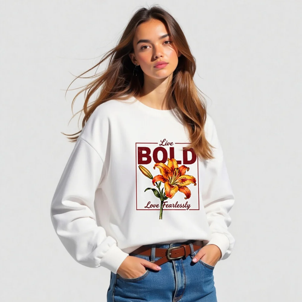 Live Bold Long Sleeve Tee – Unisex Graphic Shirt with Lily Design - Image 5