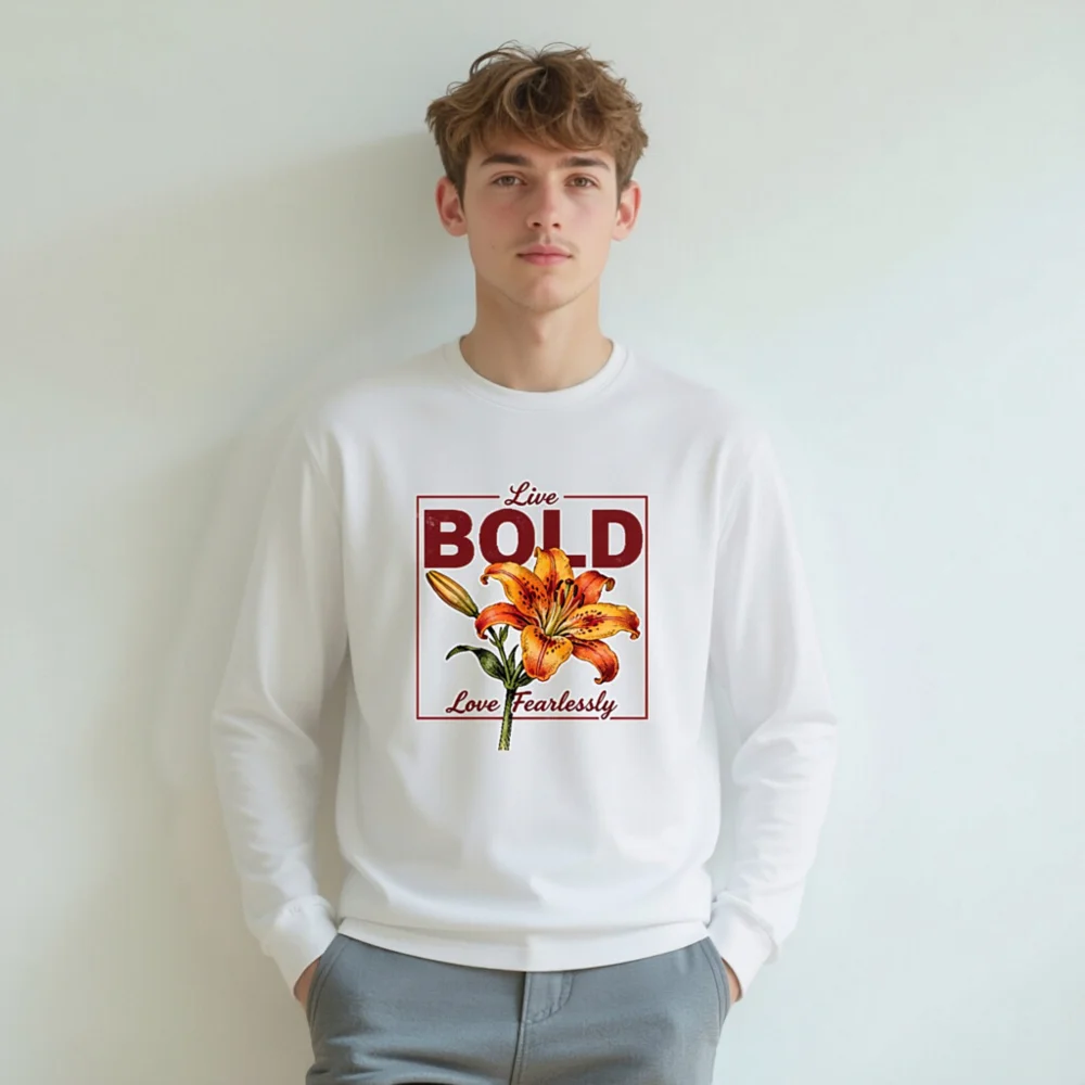 Live Bold Long Sleeve Tee – Unisex Graphic Shirt with Lily Design - Image 6