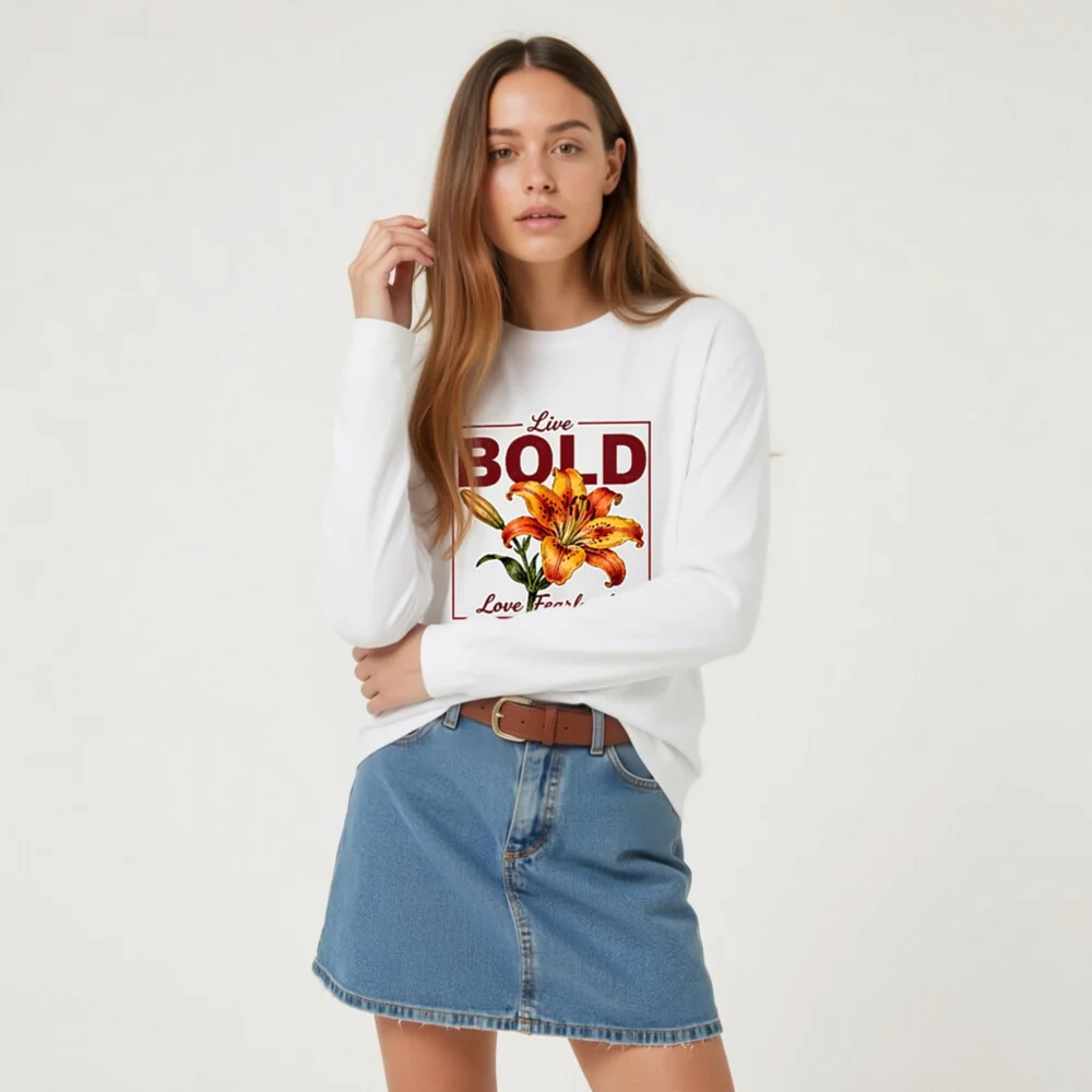 Live Bold Long Sleeve Tee – Unisex Graphic Shirt with Lily Design - Image 7
