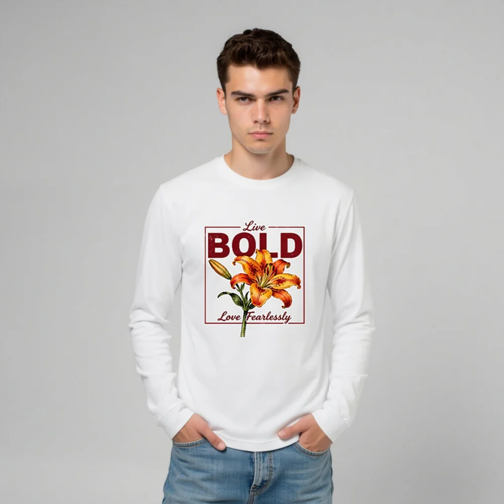 Live Bold Long Sleeve Tee – Unisex Graphic Shirt with Lily Design - Image 9