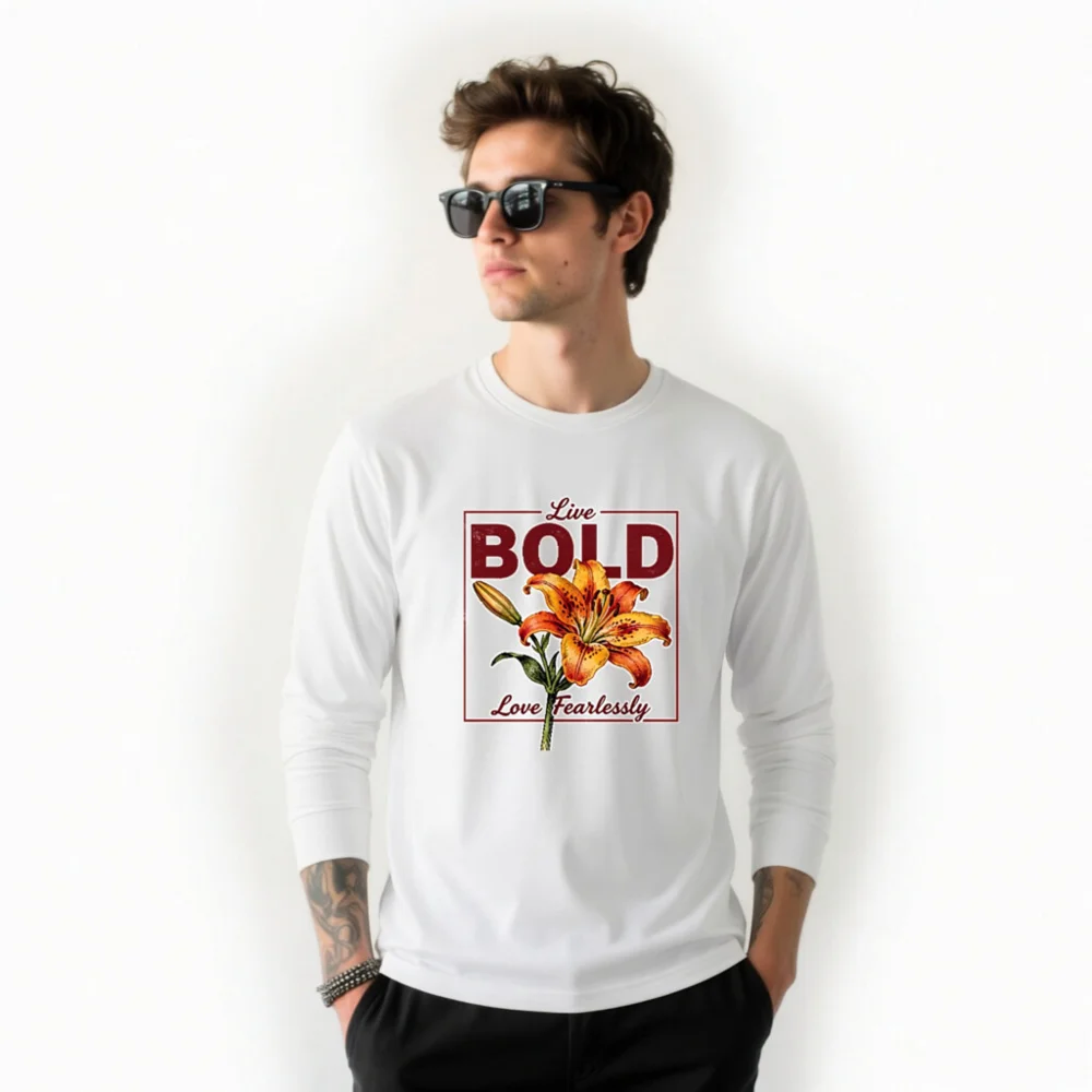 Live Bold Long Sleeve Tee – Unisex Graphic Shirt with Lily Design - Image 10