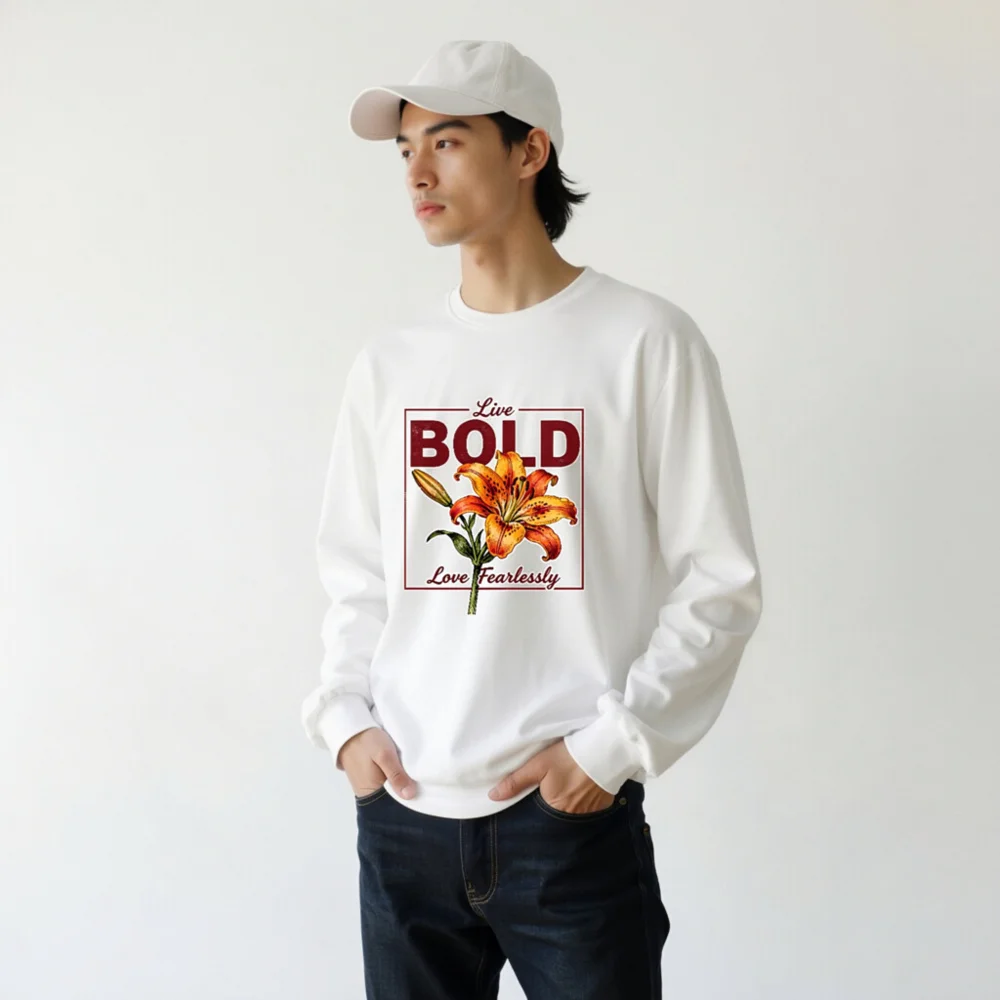 Live Bold Long Sleeve Tee – Unisex Graphic Shirt with Lily Design - Image 11