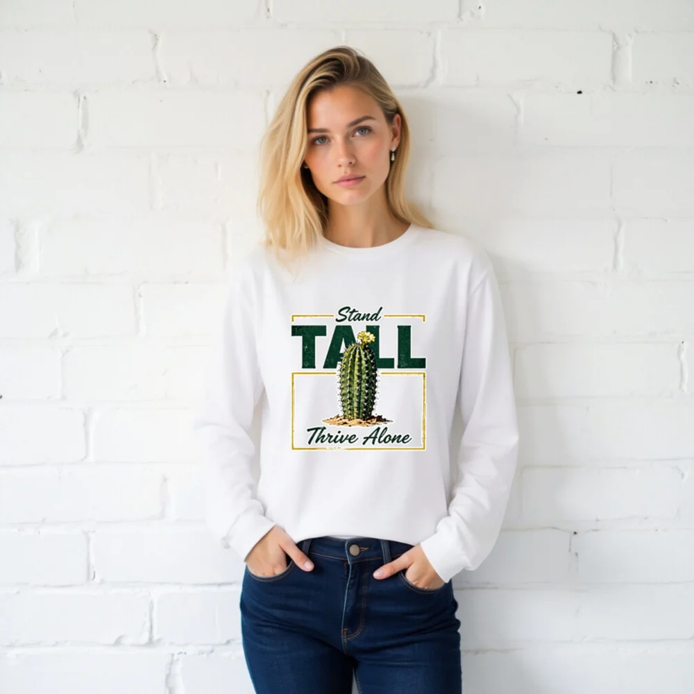 Stand Tall Thrive Alone Cactus Long Sleeve Tee - Unisex - Image 2