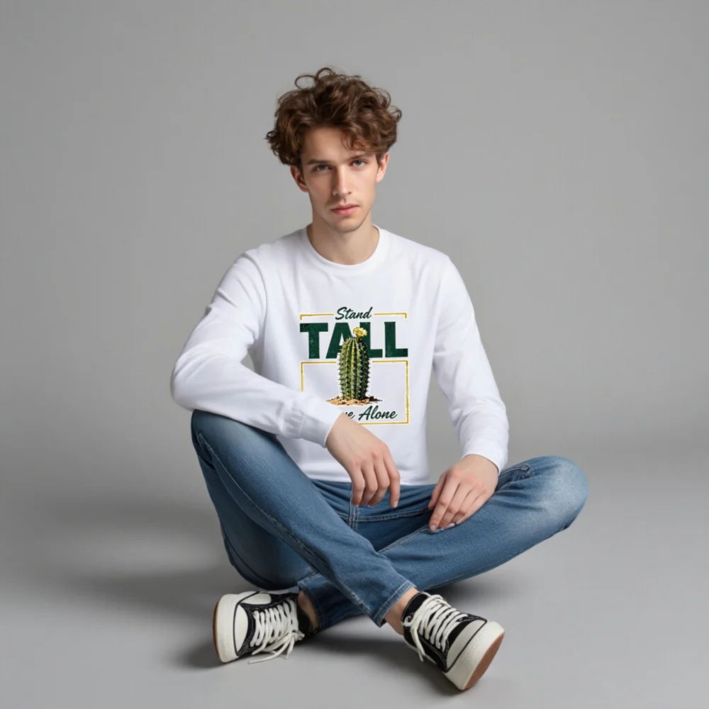 Stand Tall Thrive Alone Cactus Long Sleeve Tee - Unisex - Image 4