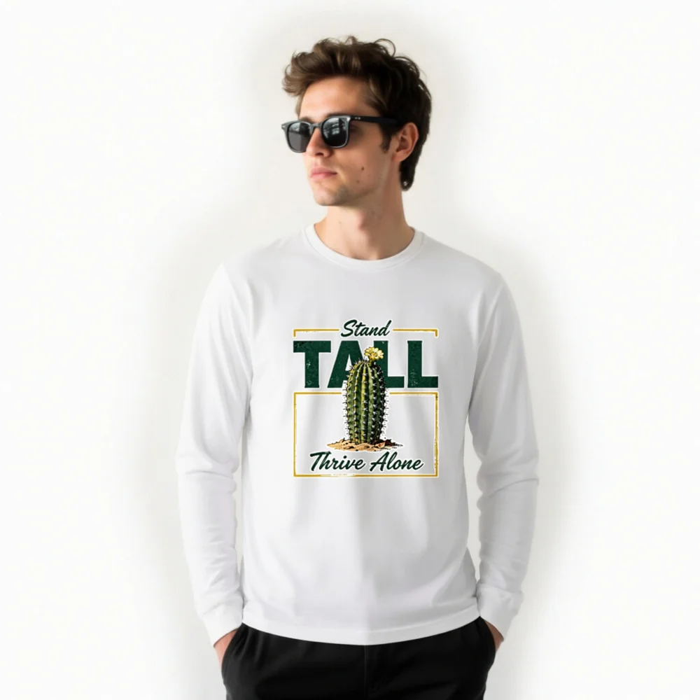 Stand Tall Thrive Alone Cactus Long Sleeve Tee - Unisex - Image 10