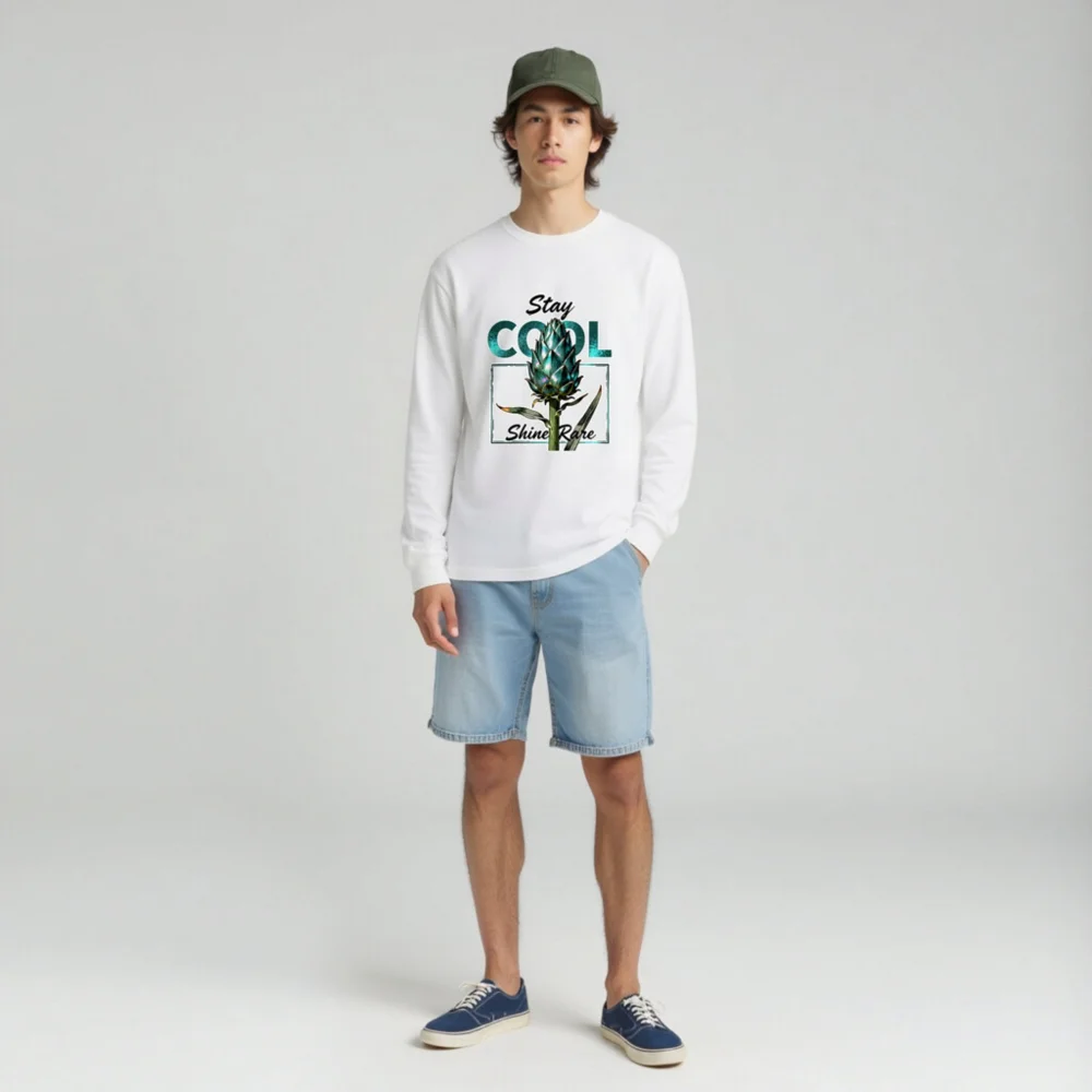 Stay Cool Shine Rare Unisex Long Sleeve Tee - Artichoke Graphic - Image 3