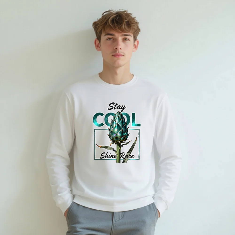 Stay Cool Shine Rare Unisex Long Sleeve Tee - Artichoke Graphic - Image 6