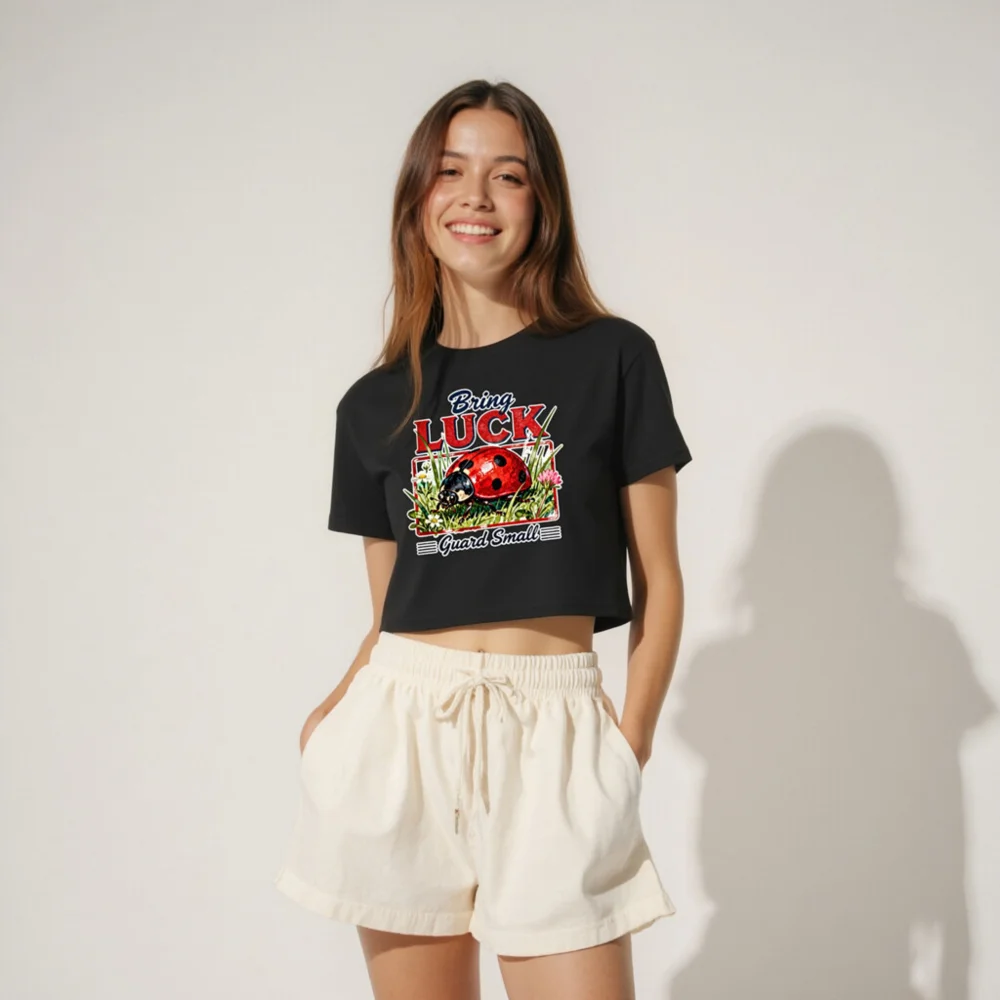 Bring Luck Guard Small Ladybug Crop Top for Women - Image 4