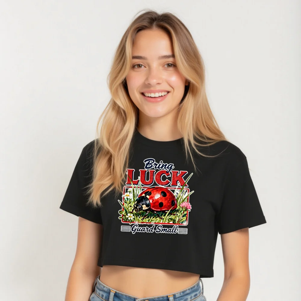 Bring Luck Guard Small Ladybug Crop Top for Women - Image 5