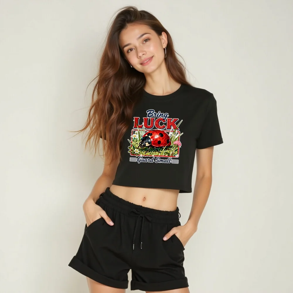 Bring Luck Guard Small Ladybug Crop Top for Women - Image 6