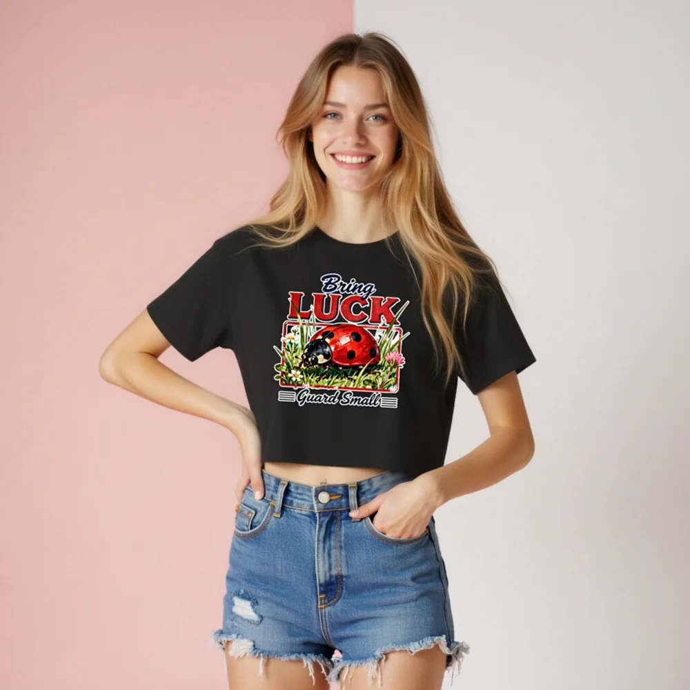 Bring Luck Guard Small Ladybug Crop Top for Women - Image 8