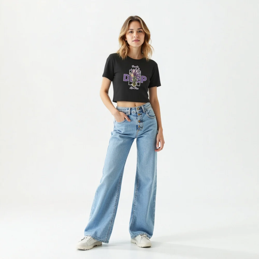 Women's Lavender Print Crop Top - Breathe & Live Free - Image 11