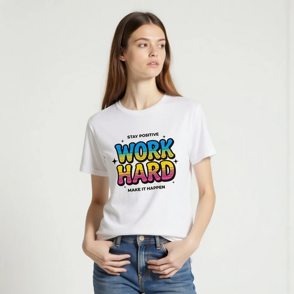 Work Hard Stay Positive T-Shirt - Unisex Graphic Tee - Image 2
