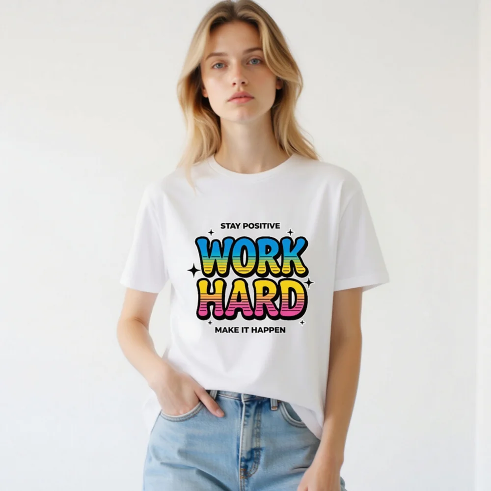 Work Hard Stay Positive T-Shirt - Unisex Graphic Tee - Image 3
