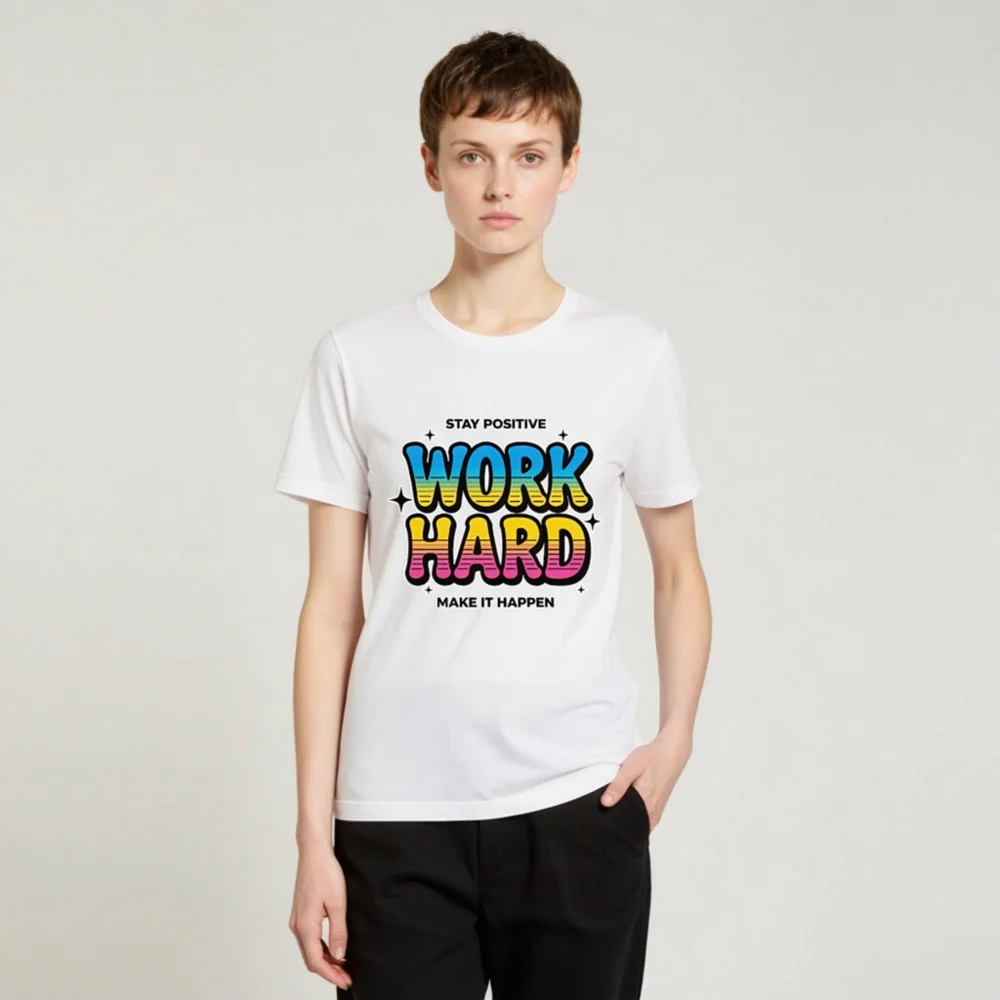 Work Hard Stay Positive T-Shirt - Unisex Graphic Tee - Image 4