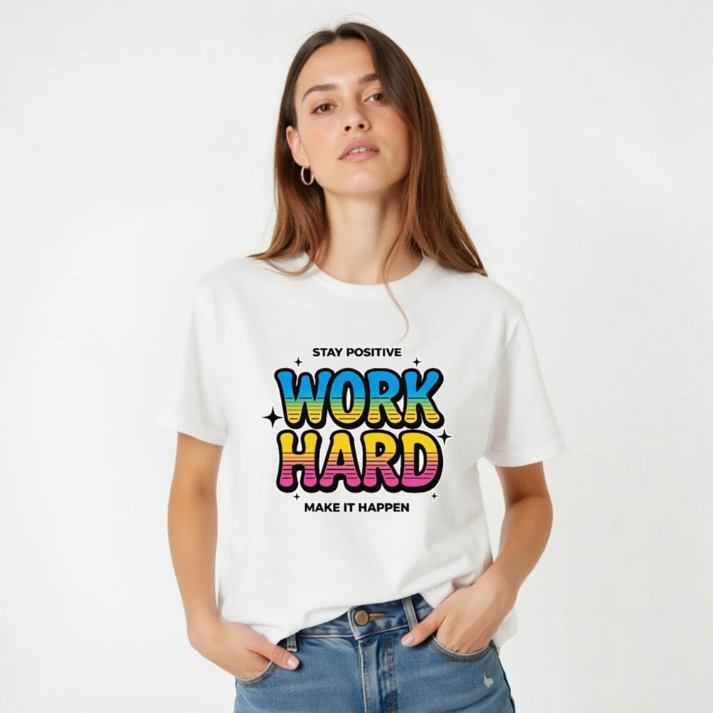 Work Hard Stay Positive T-Shirt - Unisex Graphic Tee - Image 5