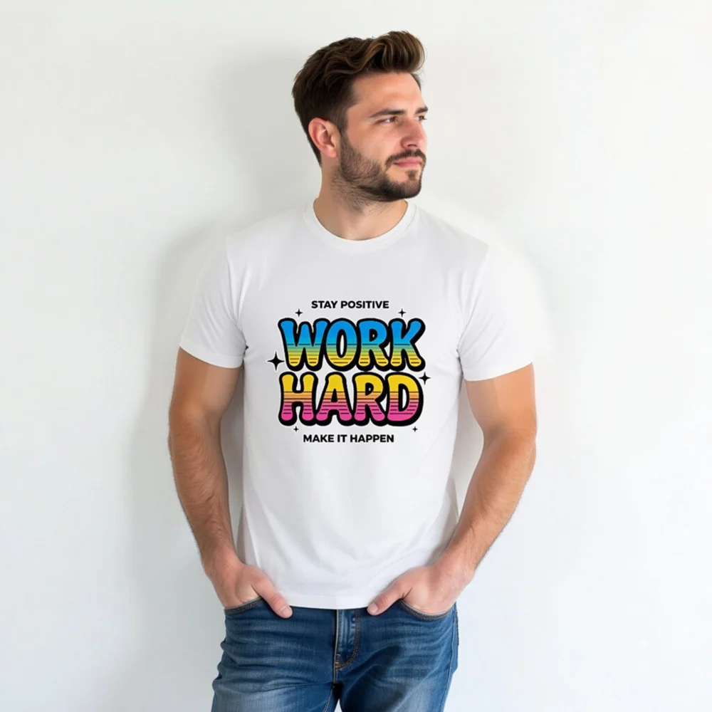 Work Hard Stay Positive T-Shirt - Unisex Graphic Tee - Image 7