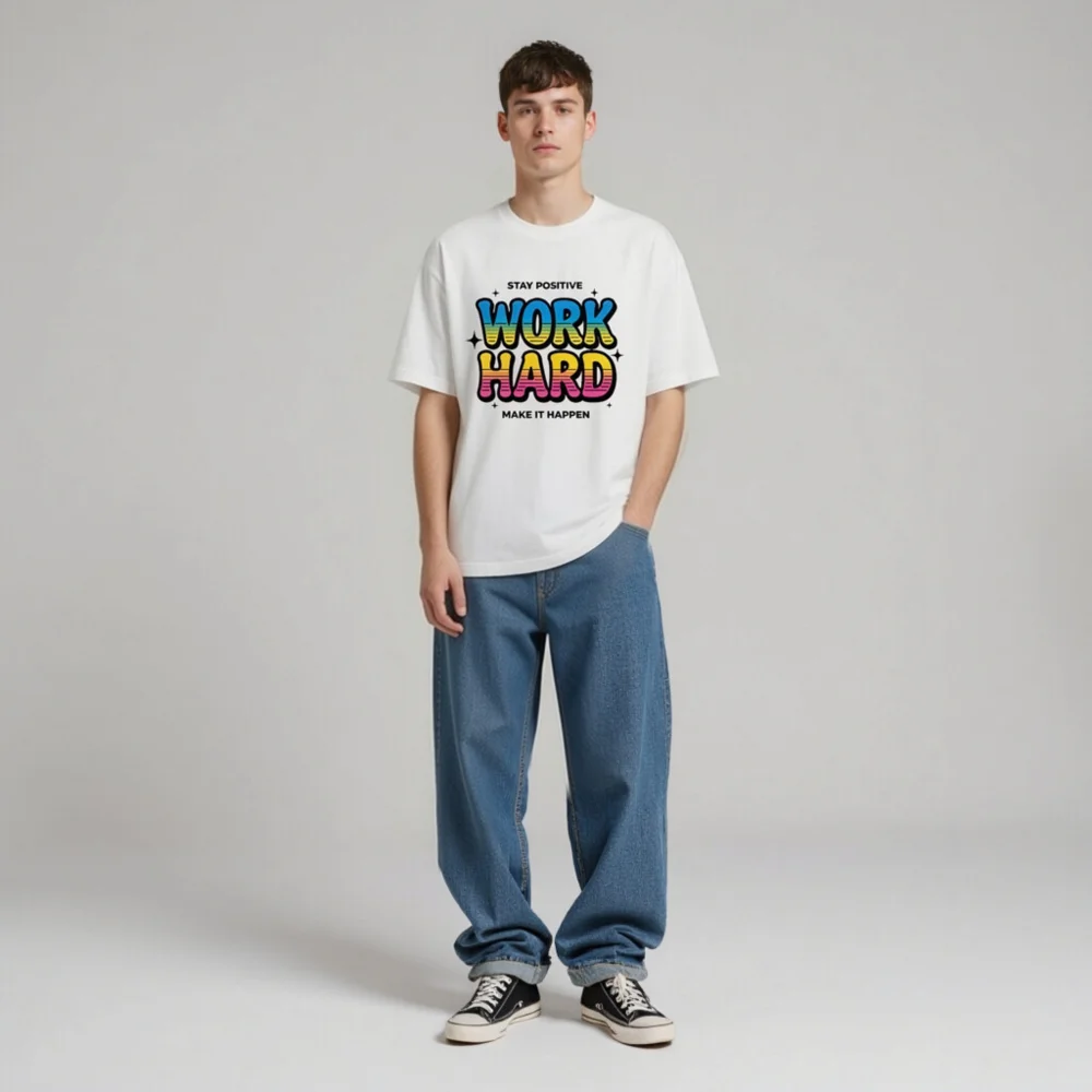 Work Hard Stay Positive T-Shirt - Unisex Graphic Tee - Image 8