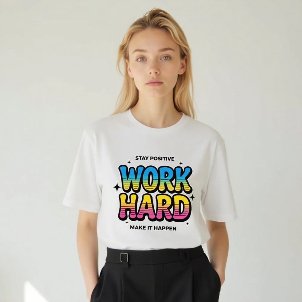 Work Hard Stay Positive T-Shirt - Unisex Graphic Tee - Image 9
