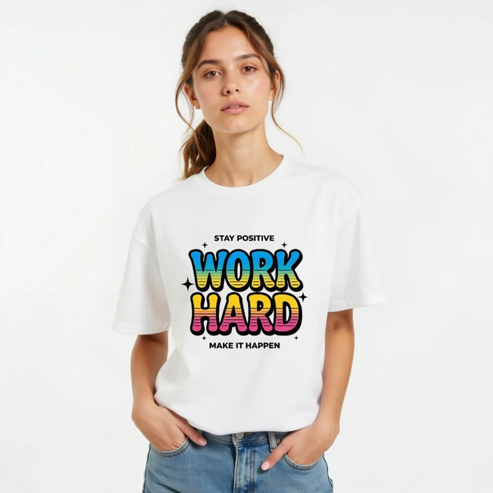Work Hard Stay Positive T-Shirt - Unisex Graphic Tee - Image 10