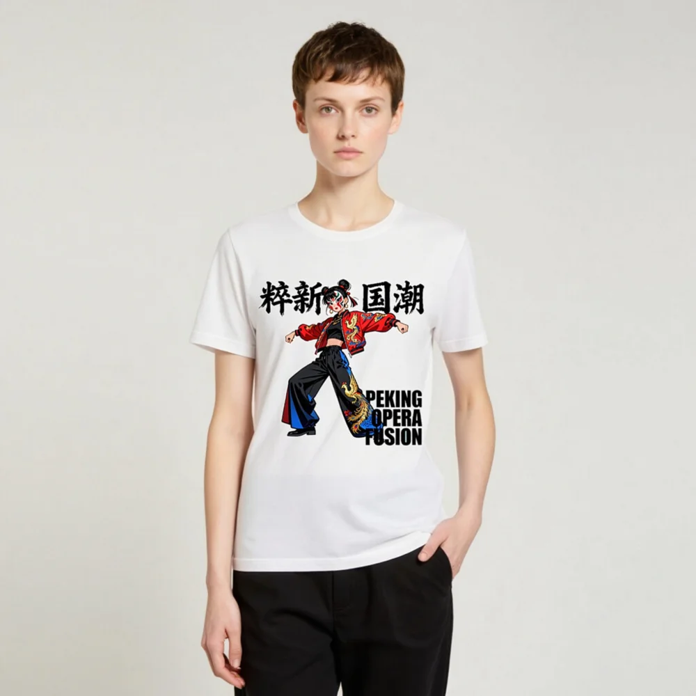 Peking Opera Fusion T-Shirt – Unisex Streetwear with Chinese Cultural Design - Image 4