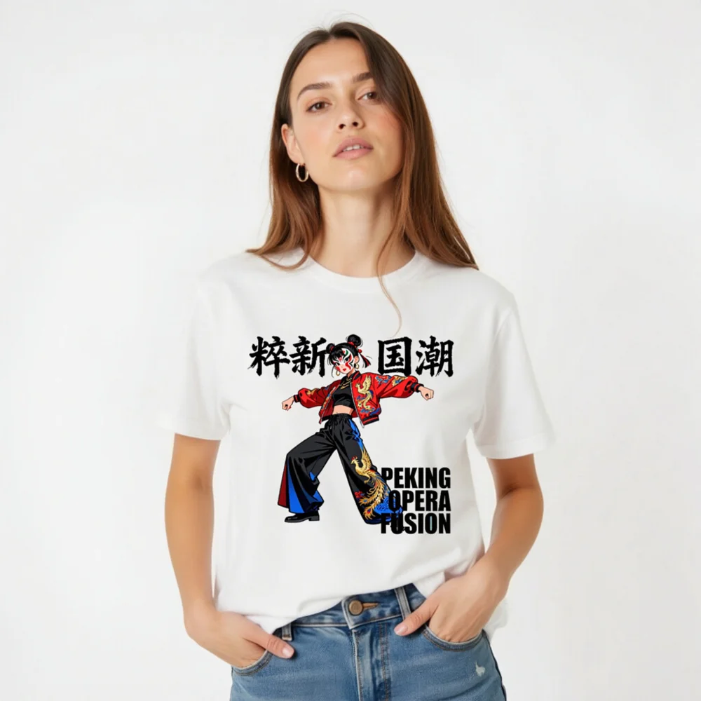 Peking Opera Fusion T-Shirt – Unisex Streetwear with Chinese Cultural Design - Image 5