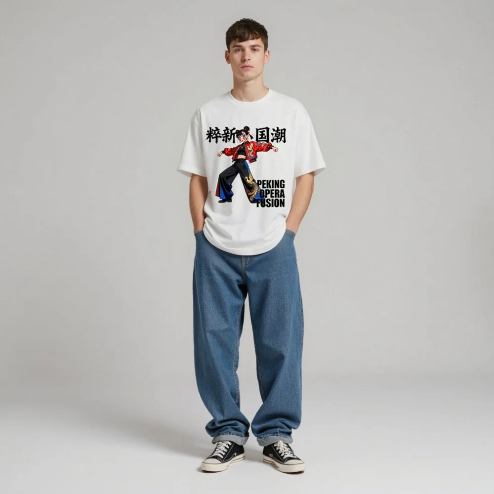 Peking Opera Fusion T-Shirt – Unisex Streetwear with Chinese Cultural Design - Image 7