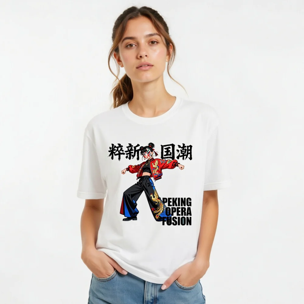 Peking Opera Fusion T-Shirt – Unisex Streetwear with Chinese Cultural Design - Image 9