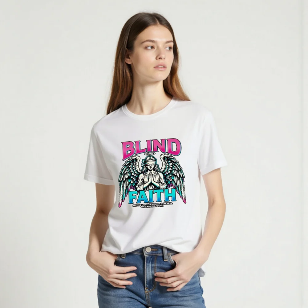 Blind Faith Unisex T-Shirt – Graphic Tee with Angel Design - Image 2