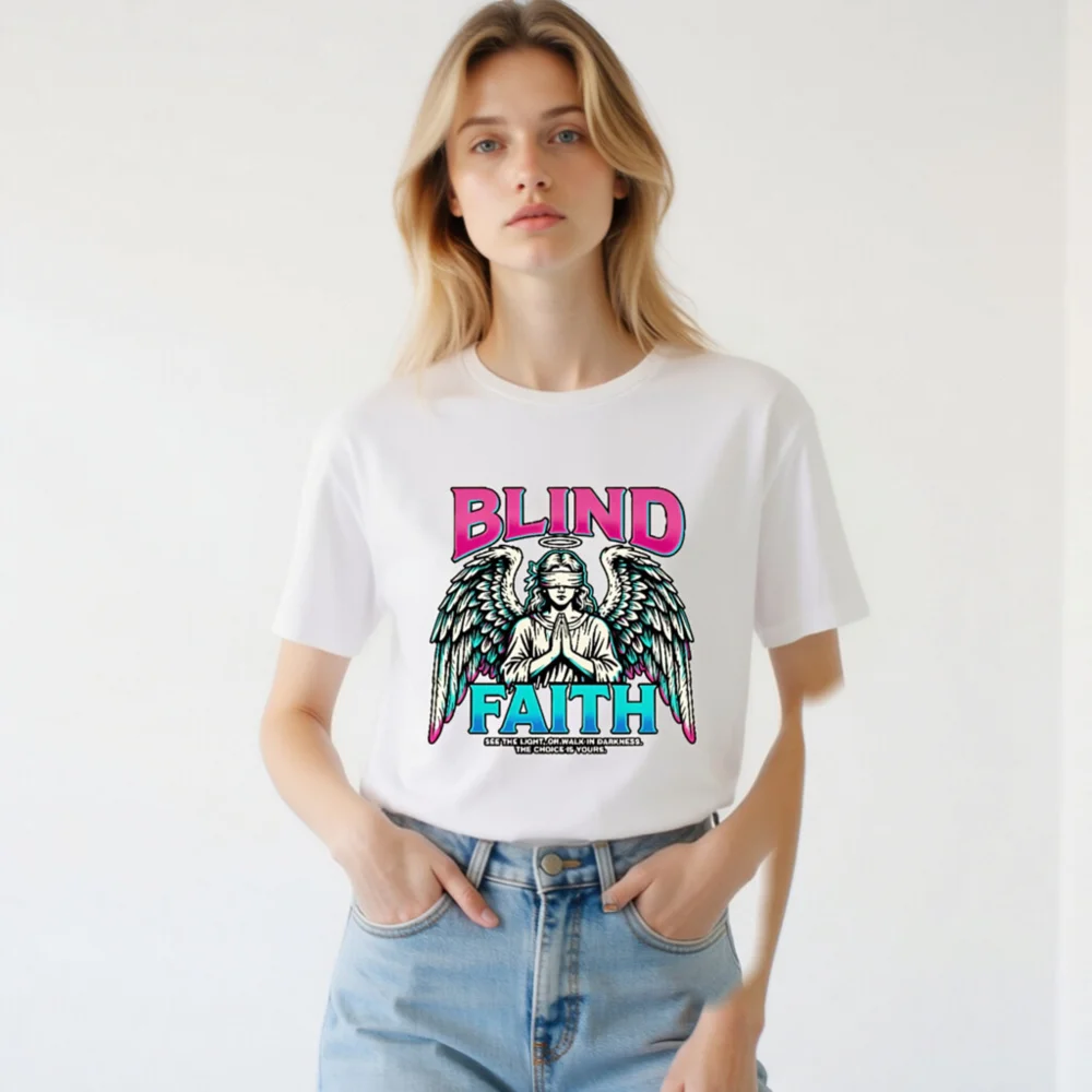 Blind Faith Unisex T-Shirt – Graphic Tee with Angel Design - Image 3