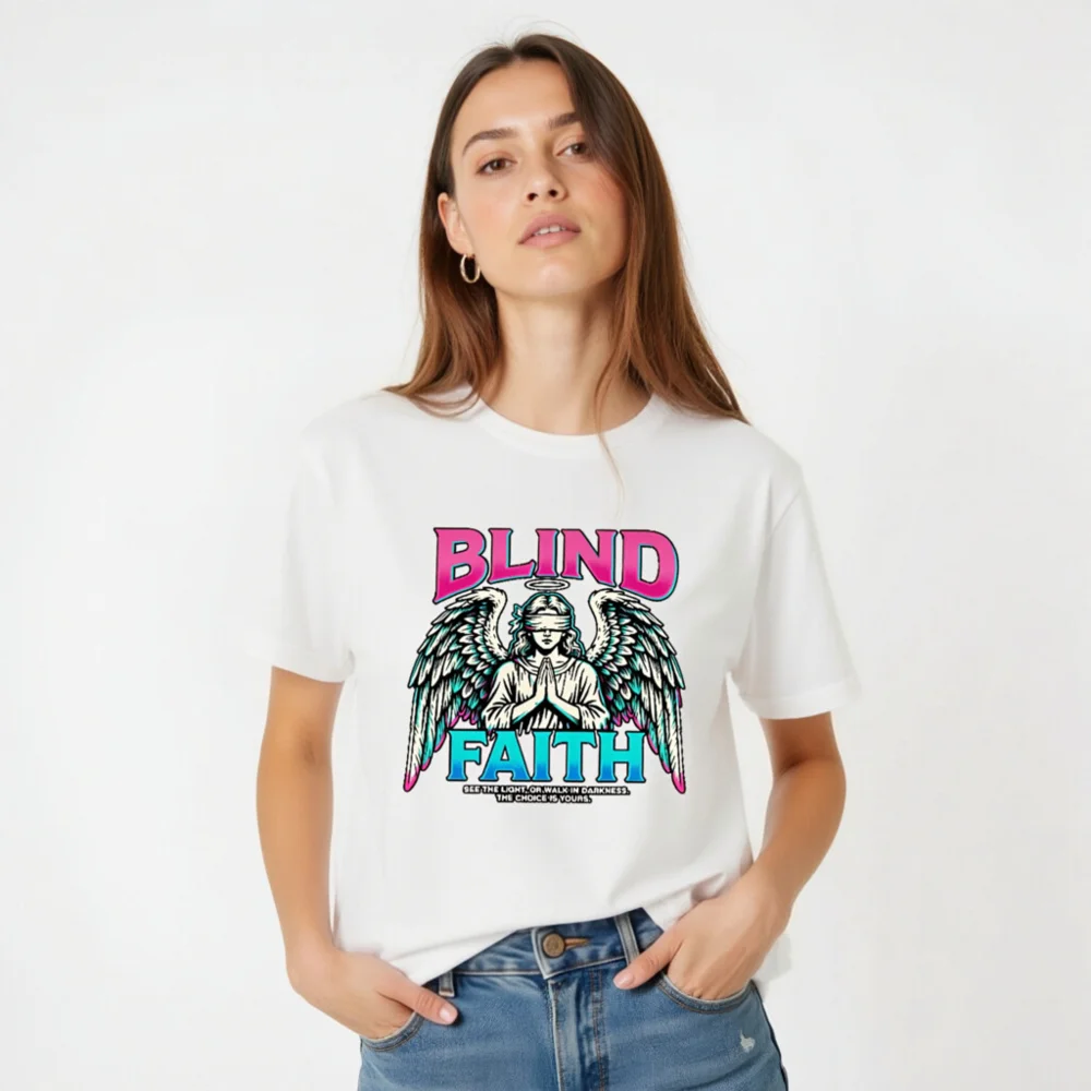 Blind Faith Unisex T-Shirt – Graphic Tee with Angel Design - Image 5