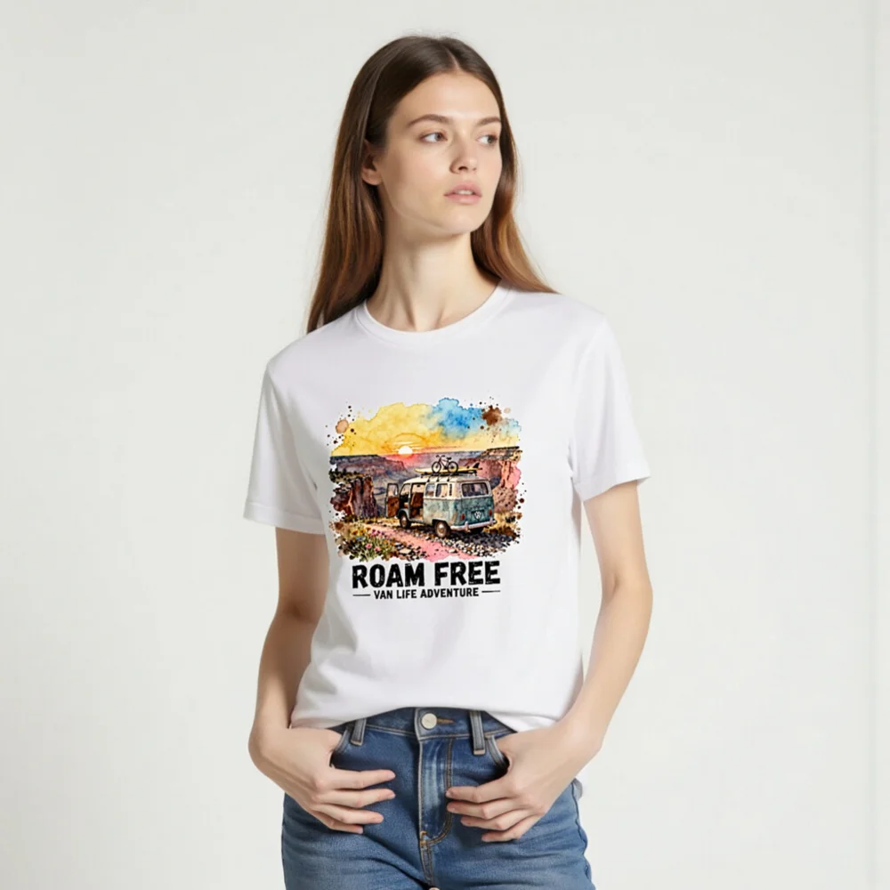 Roam Free Van Life Adventure T-Shirt - Unisex Graphic Tee - Image 2