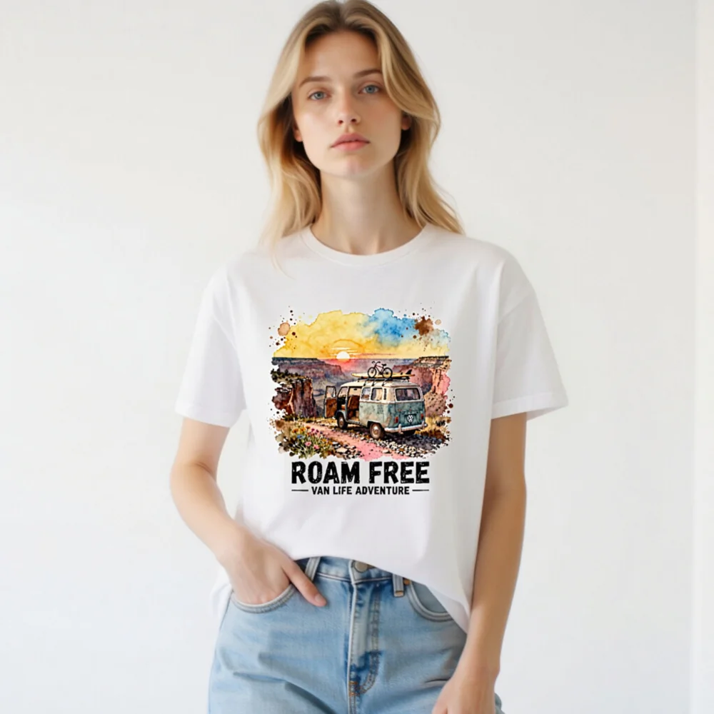 Roam Free Van Life Adventure T-Shirt - Unisex Graphic Tee - Image 3