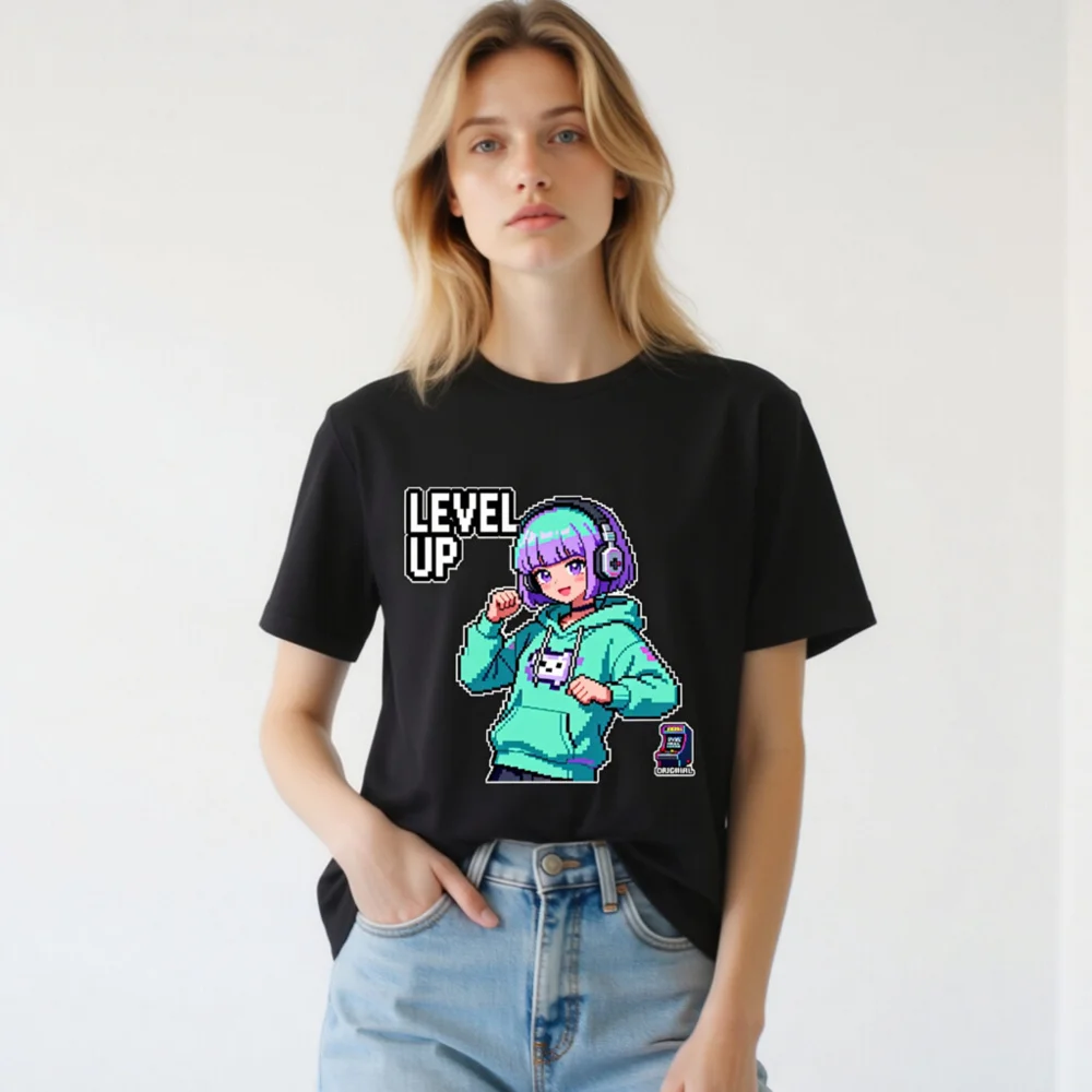 Level Up Pixel Gamer T-Shirt – Unisex Staple Tee for Gaming Fans - Image 3