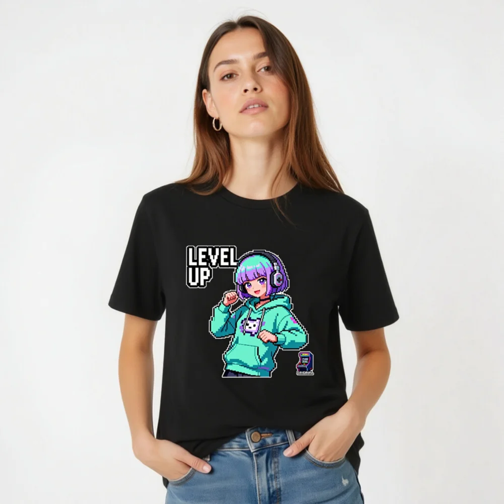 Level Up Pixel Gamer T-Shirt – Unisex Staple Tee for Gaming Fans - Image 4