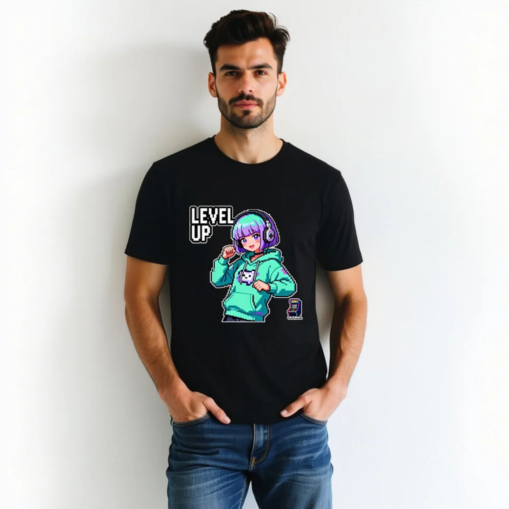 Level Up Pixel Gamer T-Shirt – Unisex Staple Tee for Gaming Fans - Image 5